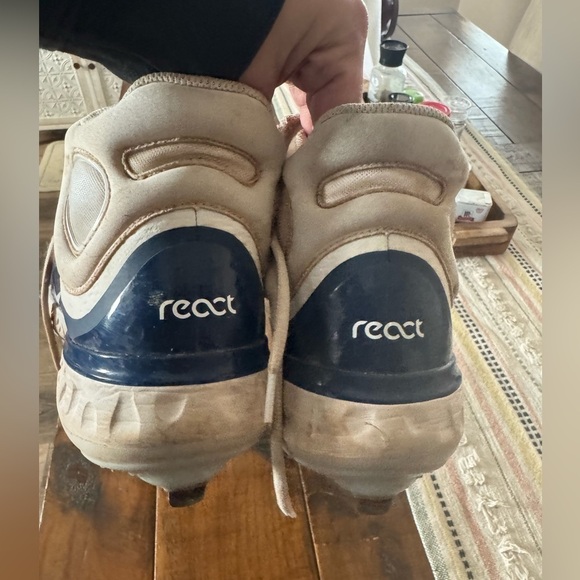 NIKE MENS ALPHA HUARACHE ELITE 4 WHITE NAVY  METAL BASEBALL CLEATS - Picture 3 of 5